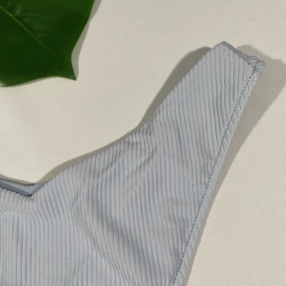 NEW Frankies Bikinis‎ [ Large ] Enzo Ribbed Cheeky Bikini Bottom Blue